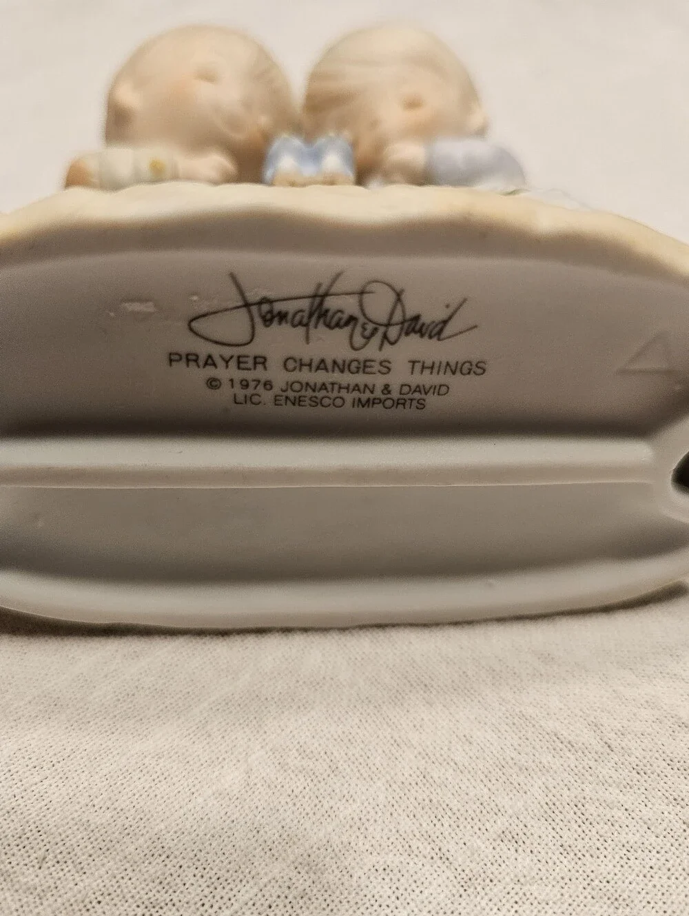 Jonathan & David 1976 Prayer Changes Things Boy Girl Praying Enesco